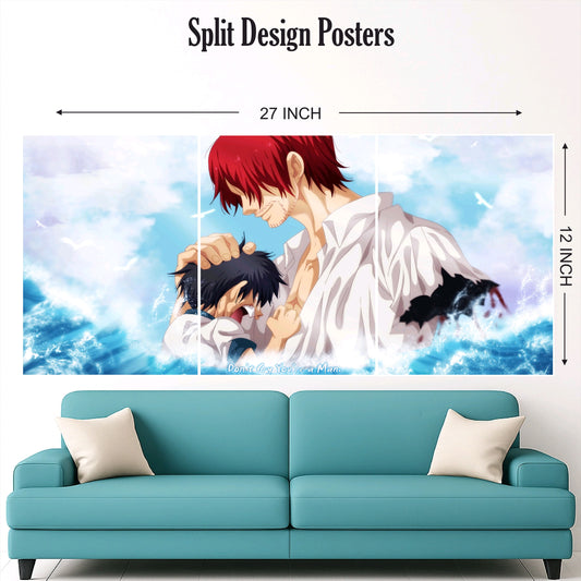 Luffy shank split design paper poster pack of 3 ( Net price 42 )