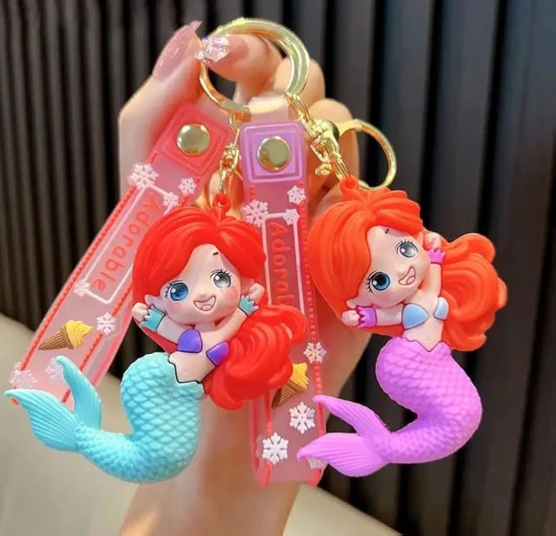 New Mermaid mix colour rubber keychain pack of 3 (eff price 37)