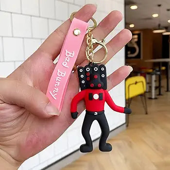 New Bad Bunny Keychain with Pink Strap Rubber Keychain Pack of 3 (eff price 37)