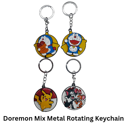 New Dooraman/Pikachu/Tum&Jurry rotating mix keychain Pack of 5 (eff price 45) (With Packing)