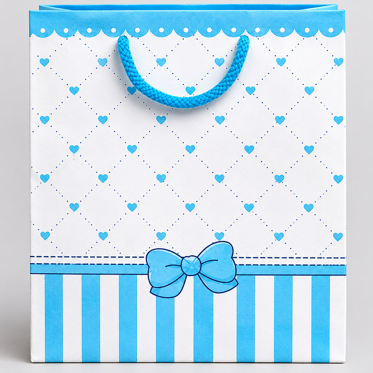 Blue heart theme small size paper gift bag (Pack of 12)