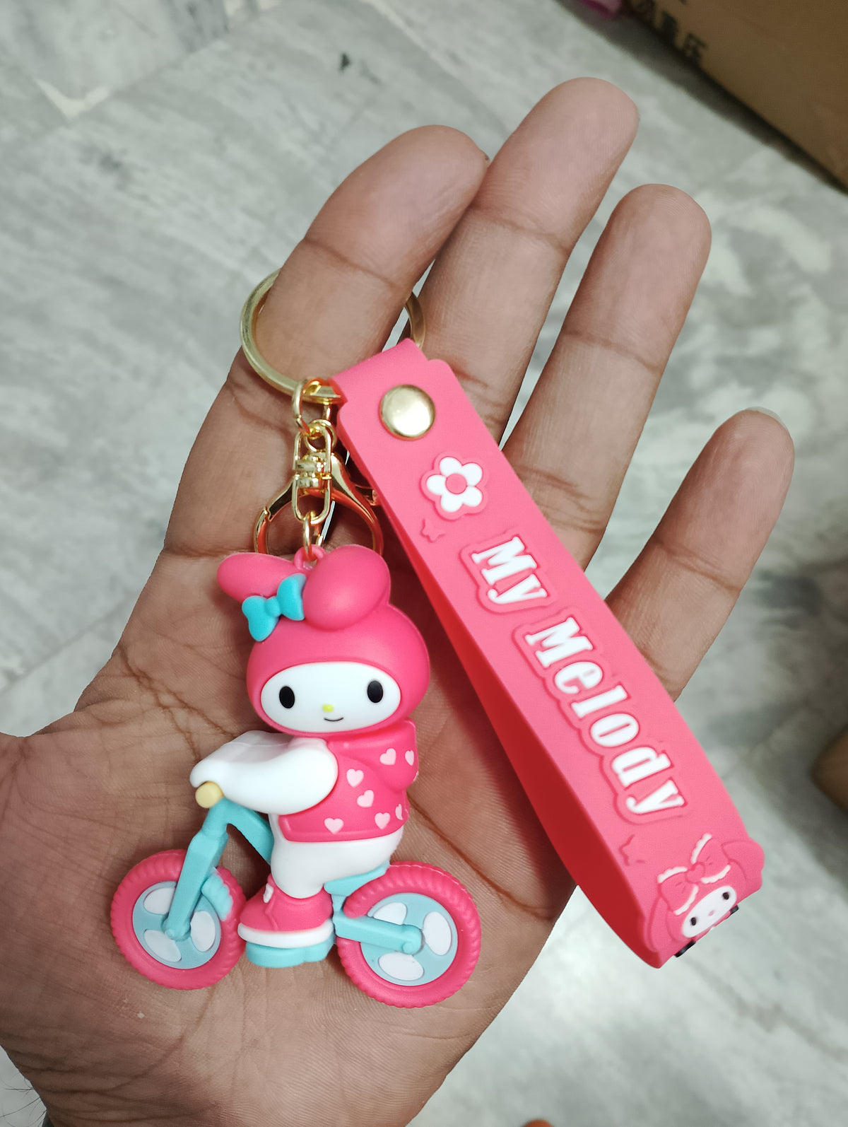 Kuromi On Cycle Pink rubber keychain pack of 3 (eff price 35)