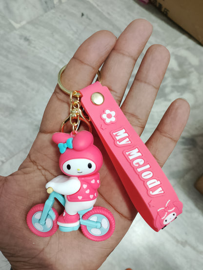 Kuromi On Cycle Pink rubber keychain pack of 3 (eff price 35)