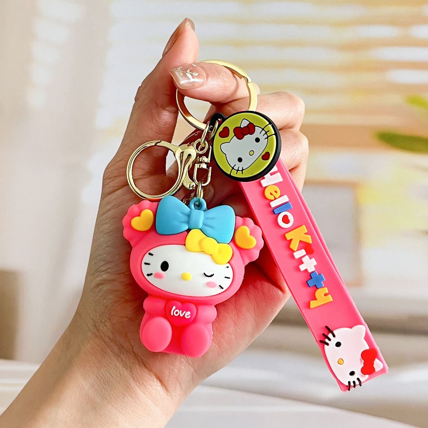 Kitty with Blue Hairband rubber keychain Pack of 3 (eff price 40)