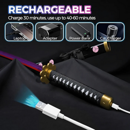 LED - Zoro Black 104 Cm Wooden Katana fully assembled