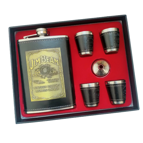 9OZ jim beam Flask Set with 4 glass and funel B