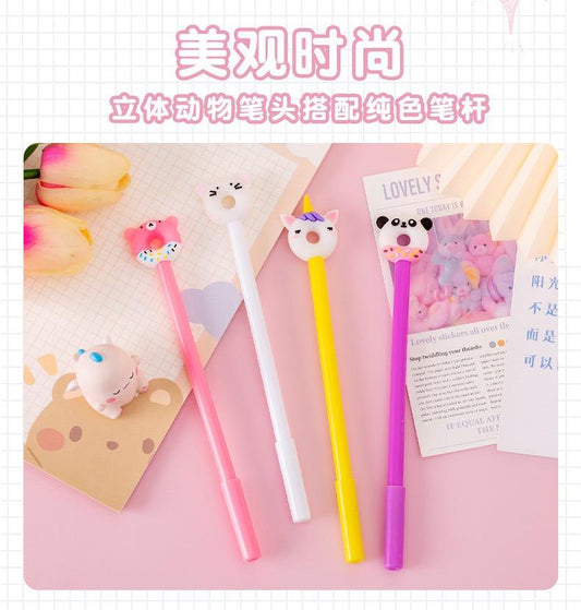 Set of 12 Panda, Cat, bear , Unicorn Donut Pens