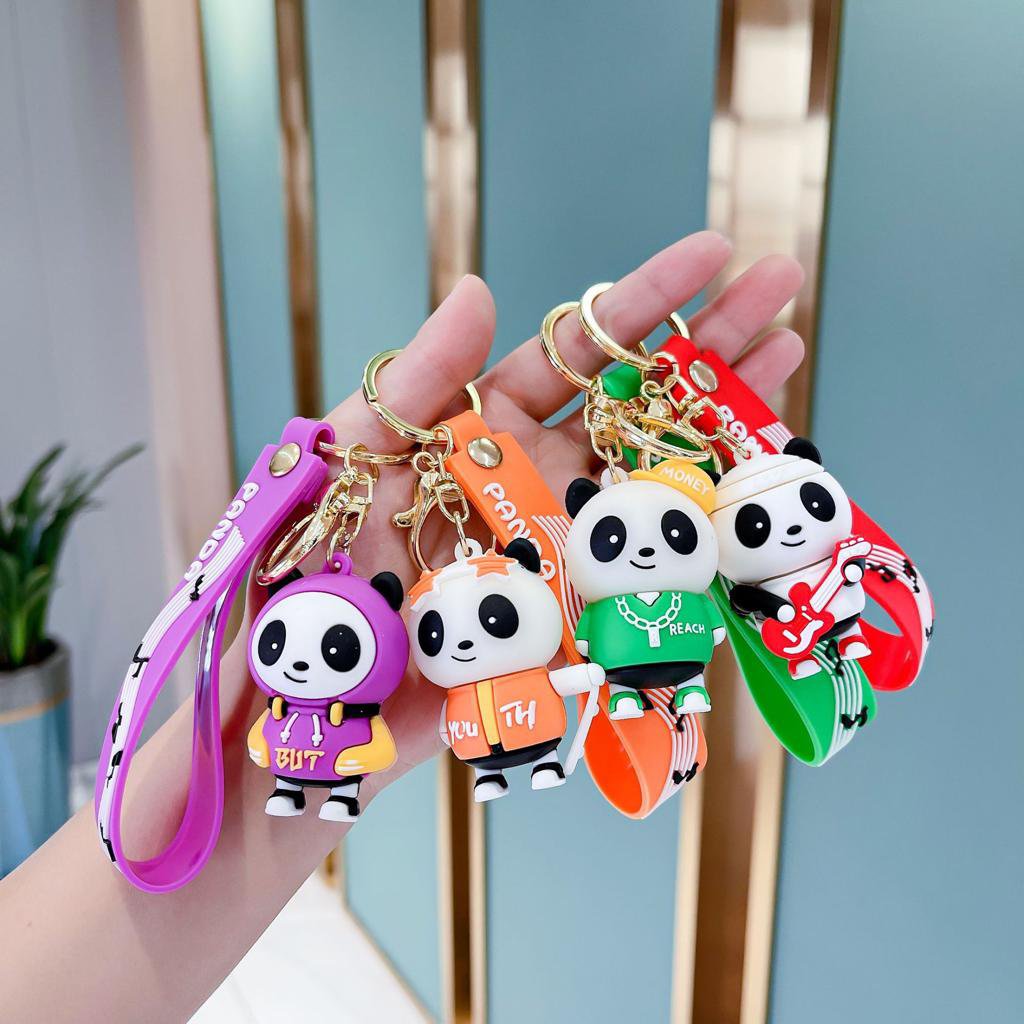 Mix panda rubber keychain.