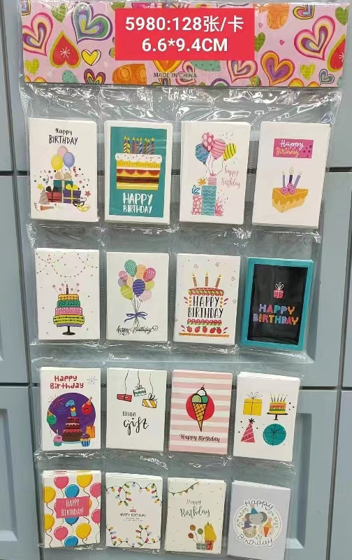 120 pc Happy Birthday Card Tags in hanger ( 3 rs per pc)