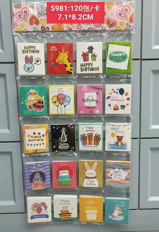 120 pc New Happy Birthday Card Tags in hanger (3 rs per pc)