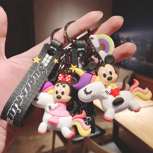 Mickey Minni Mouse on Unicorn Keychain