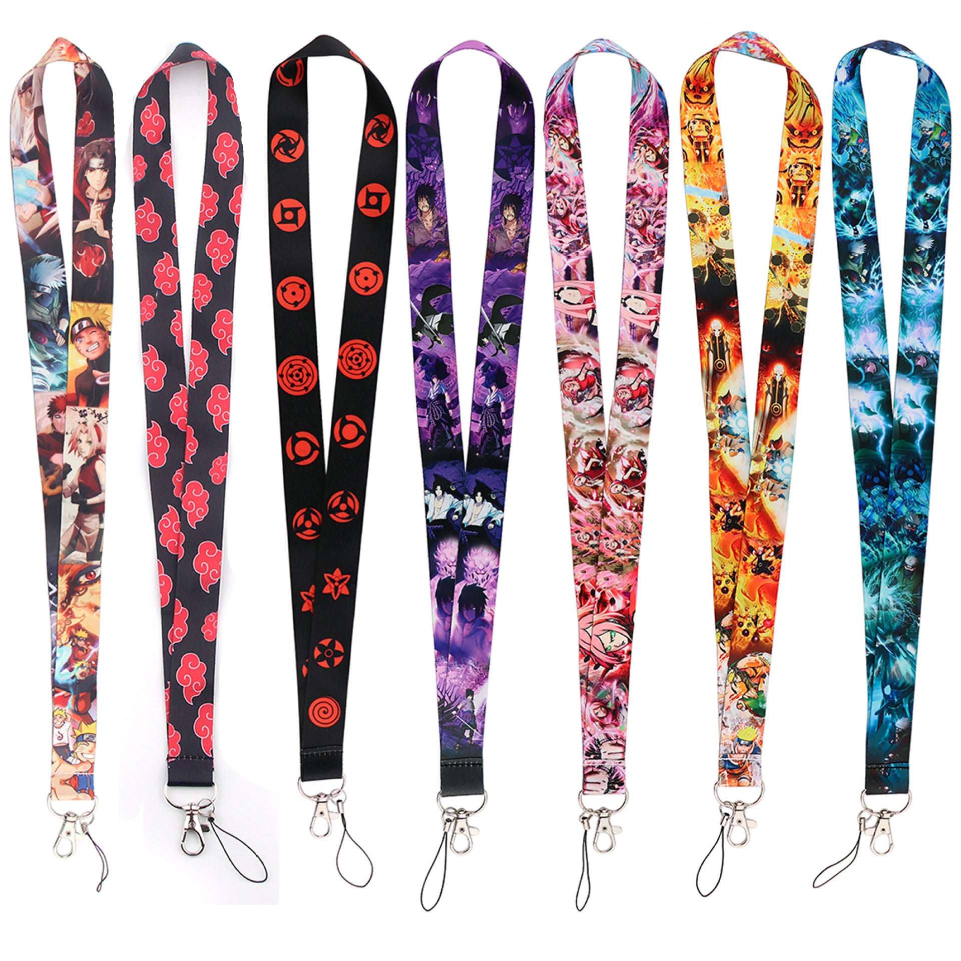 Set of 6 Long size Natuto Lanyard, Keychain, Id card Holder 8 Random P ...