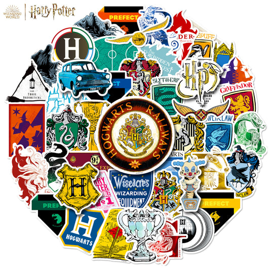 50 Harry Potter School of Witchcraft and Wizardry Hogwarts Coat of Arms Series Stickers Computer Helmet Stickers Wholesale