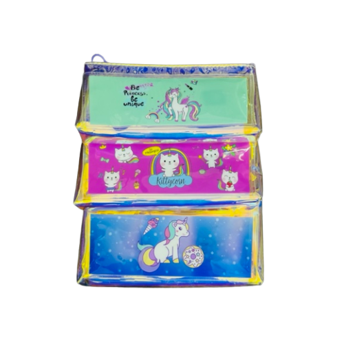 Unicorn glitter pouch with light Pack of 3