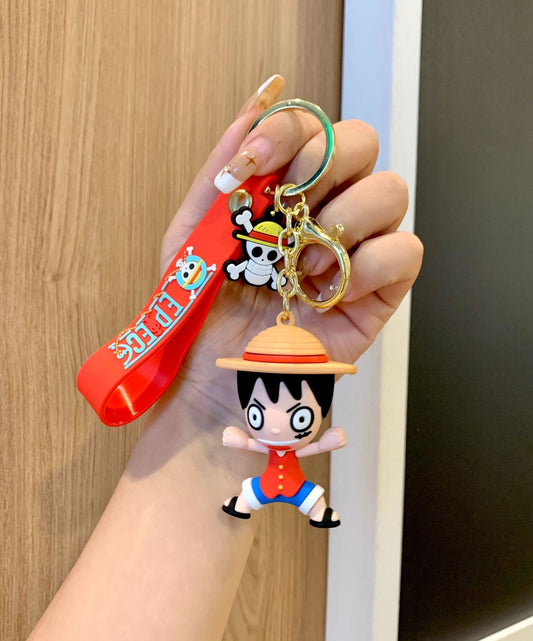 One piece Luffy rubber keychains