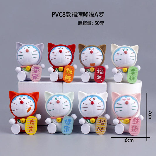 8 Pc Doremon LUCKY Japanese cat Set 10 cm Figures
