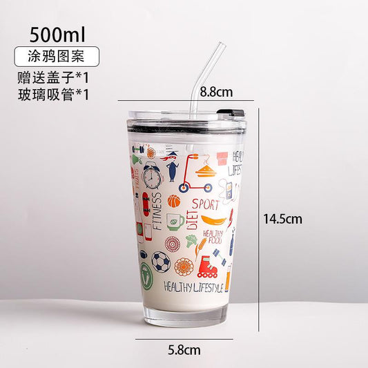 Mix Design Printed Glass mug with lid