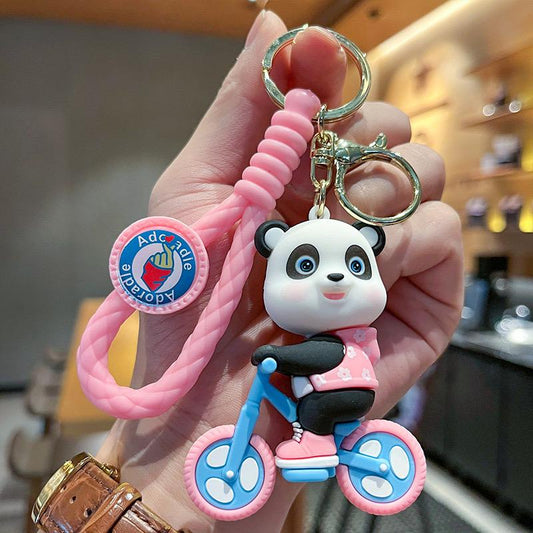 panda cycle Rubber keychain