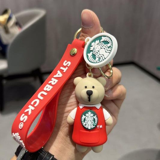 Starbucks Teddy mix colour Rubber keychain
