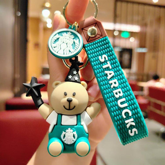 New Starbucks Teddy Rubber keychain