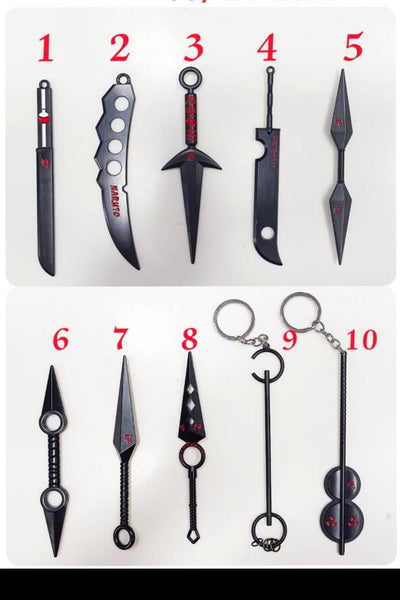 Natuto mix metal kunai / chaku / katana pack of 6 ( net price 55)