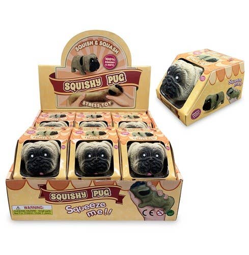 6 pc - Squishy Fidget Stress Relief Pug Dog Toy