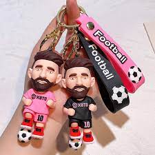 Messi with ball Rubber keychain